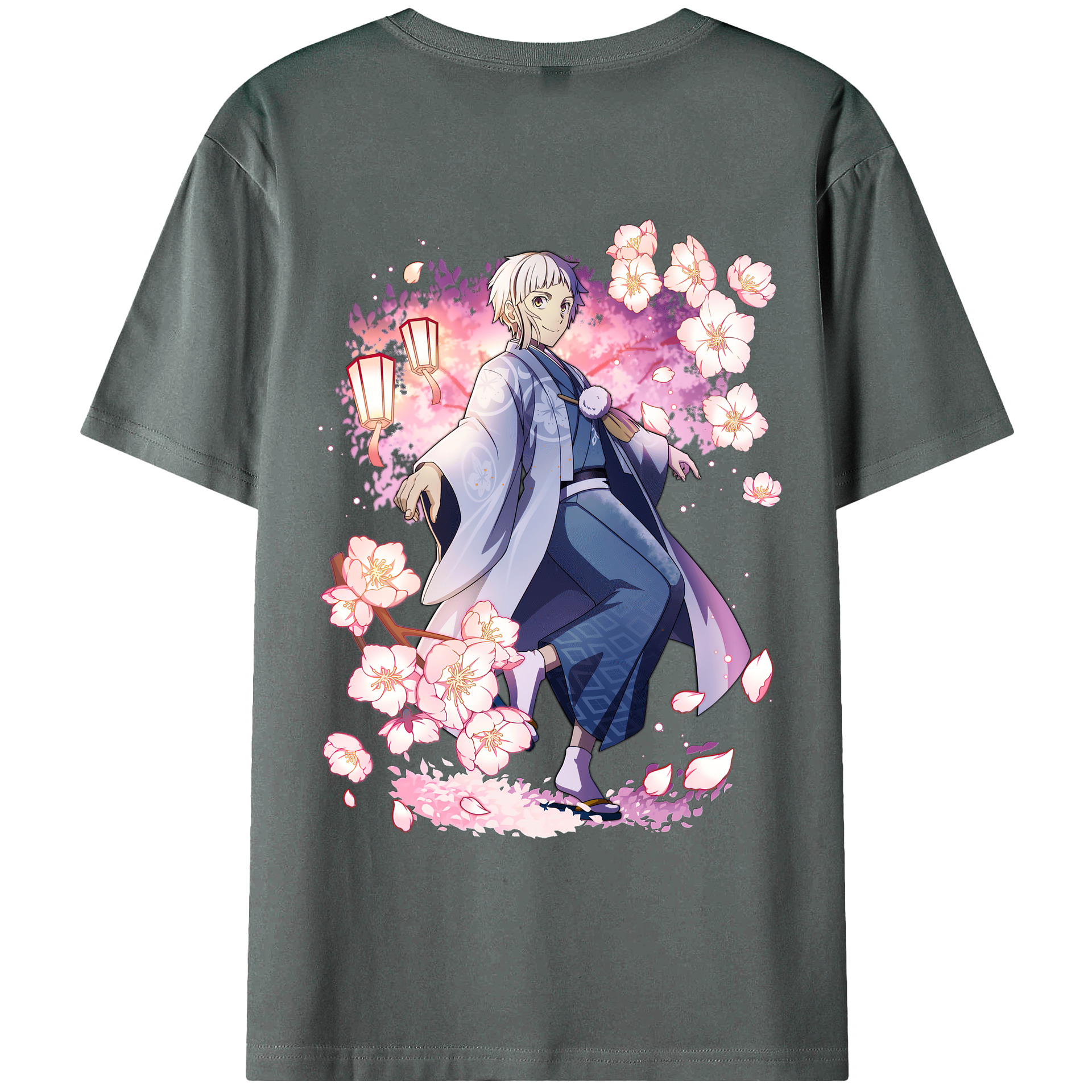（画像用） 文豪ストレイドッグス Bungo Stray Dogs 綿100％ メンズ半袖Tシャツ（バックプリント） 通気性